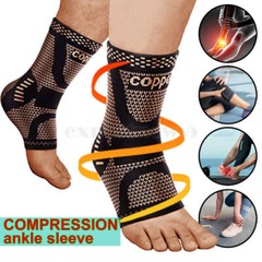 4pcs Copper Ankle Support Compression Strap Achilles Tendon Brace Sprain Sports