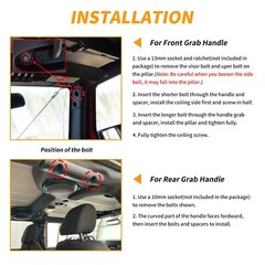 Front & Rear Grab Handle Kit Aluminum Alloy Grab Bar for 2007-2018 Jeep Wrang…