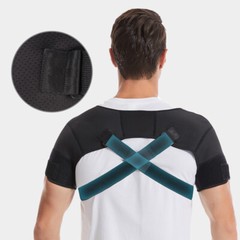 Double Shoulder Brace Torn Rotator Cuff Pain Relief Support Sleeve Adjustable HL