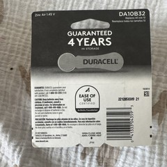 Duracell Hearing Aid Batteries with Easy-Fit Tab, Size 10 – 32 Pack (DA10B32)