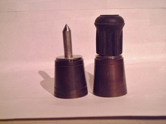 cane tip bright or antique brass steel spike removable rubber bottom made in USA
