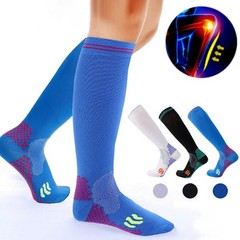 Full Toe Compression Socks Wide Calf For Women Men 20-30 mmHg Plus Size Stocking