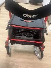 Drive F-22 4-Wheel Rollator Walker w/ Seat, Handbrakes, Basket Red/Black