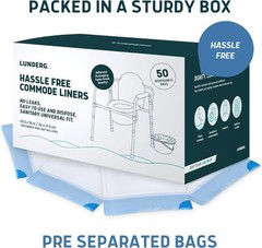 Universal Fit Commode Liners – 50 Count Disposable Toilet Bags for Caregivers