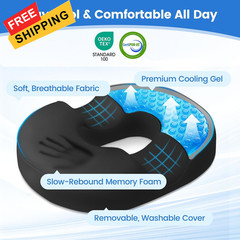 DailyCuddles Donut Pillow for Tailbone Pain, Hemorrhoids – Large, Black