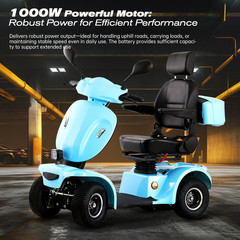 1000W 4-Wheel Heavy Duty Mobility Scooter for Seniors 500lbs 48V/20A 33 Miles