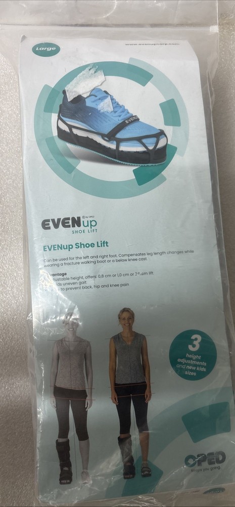OPED Even Up Shoe Lift with 3 Height Adjustments 3/8”, 5/8”, 1 3/8” Sz Large