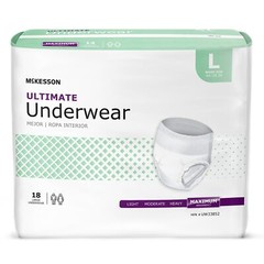 McKesson Adult Disposable Cloth Underwear Maximum Absorbency – Size L 18 Count