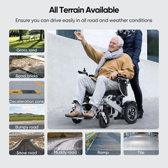 Foldable Power Wheelchair 330lb Capacity 36lb Ultra-light Electric Wheelchair