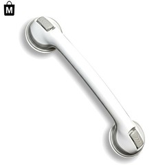Minimalist 16-Inch Bathroom Assist Handle – Suction Cup Grab Bar in White/Grey