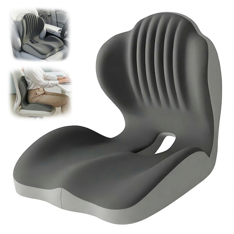 Memory Foam Seat Cushion with Back Support Orthopedic Tailbone Pain Relief Cush