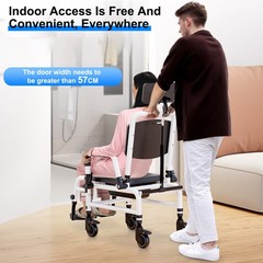 Shower Chair with Wheels, Adult Bedside Commode Chair with Headrest