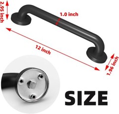 12 Inch Bath Grab Bar Safety Shower Handle with Mounted Screws Aluminum Black