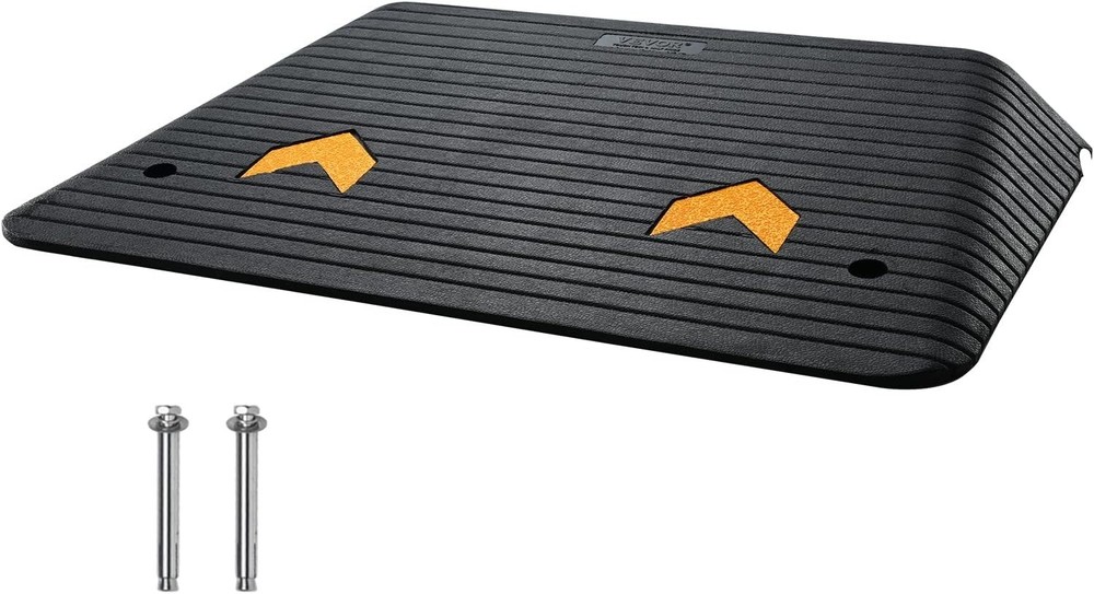 4″ Rise Rubber Threshold Ramp, 35.5″ Wide Wheelchair Ramp Doorway, Natural Cu…