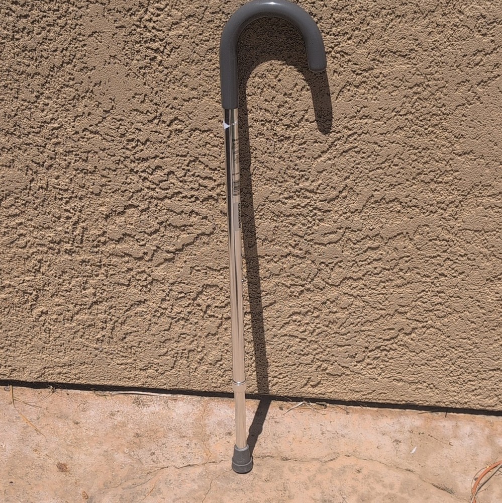 Guardian Adjustable Height C Cane Silver/Gray Aluminum/Plastic G05370