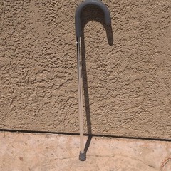 Guardian Adjustable Height C Cane Silver/Gray Aluminum/Plastic G05370
