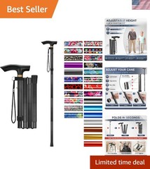Collapsible Travel Cane for Elderly – 33-37 Inch Adjustable Height，Lightweight