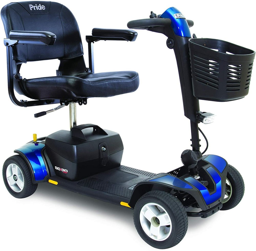 Pride Mobility Go-Go Sport 4-Wheel Electric Battery Travel Scooter Red/Blue S74