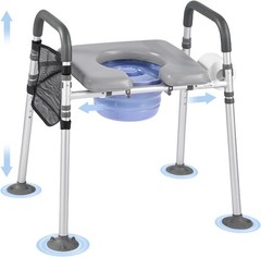 Bedside Commode Chair 4-in-1 Raised Toilet Seat Adjustable Height 500 lbs