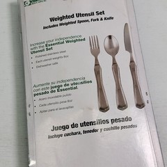 Weighted Utensil Set Essential Medical Supply Spoon Fork Knife Stainless #L5006