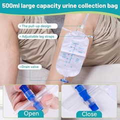 Wearable Urine Bag for Men, Reusable Leakproof with Elastic Waistband, Black