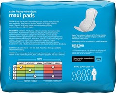 Amazon Basics Thick Maxi Pads with Wings for Periods – Extra Heavy Size 5