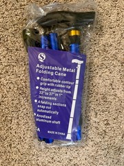 NEW Collapsible Folding Cobalt Blue Metal Travel Walking Stick Cane
