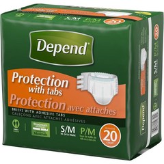 Depend Protection with Tabs Maximum Briefs S/M 20 Count 19-34 in Waist