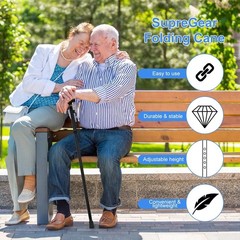 Portable Collapsible Walking Cane – Adjustable Height & Safety Wrist Strap