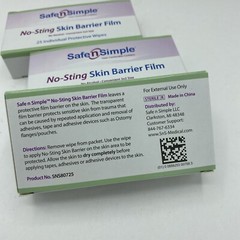 75 SAFE N SIMPLE SNS80725 Skin Barrier Film Wipes, No Sting Exp. 2025 Ostomy