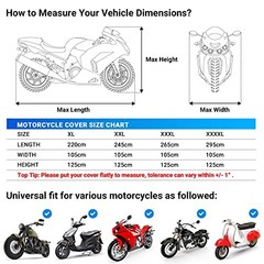 Motorcycle Cover Waterproof Outdoor – All Season Sun 104″ Black & Silver