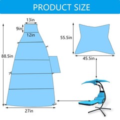 Outdoor Hanging Lounge Chair Replacement Cushion 90″L x 29″W x 1″D, Blue