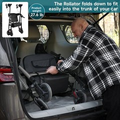 StrollAid Upright Rollator Walker with Adjustable Soft Sponge Armsupport & Seat