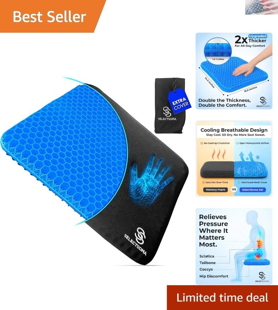 Portable Gel Seat Cushion with Washable Covers – Pain Relief for Long Sitting