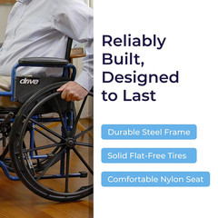 Drive Medical Blue Streak Lightweight Wheelchair – Portable Folding Mobility Aid