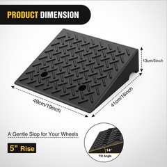 Heavy Duty Rubber Threshold Ramp, 5 Inches Rise Height 7000lbs Load Capacity