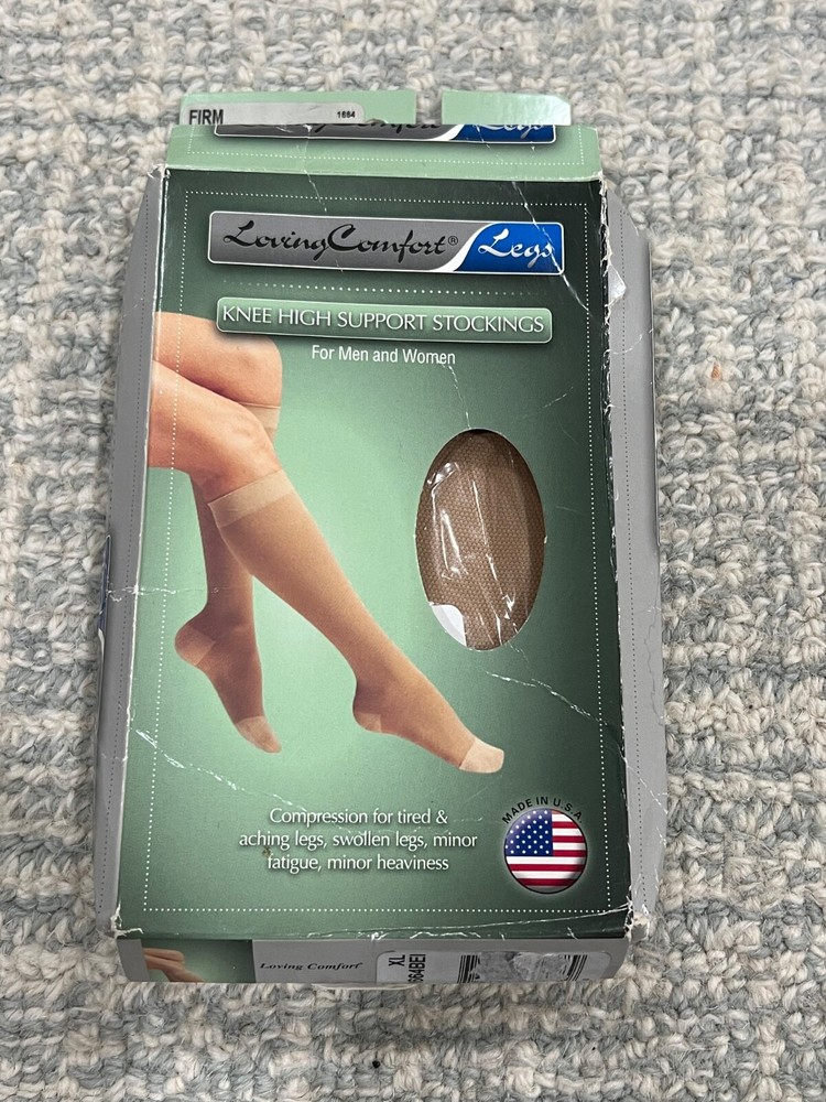 New Loving Comfort Fashion Knee High Stockings FIRM COMPRESSION BEIGE (XL)