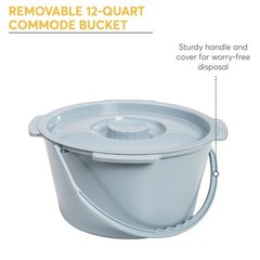 Drive Medical Folding Steel Bedside Commode Deep Seat Gray 350 lb Capacity