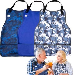 Adult Bibs with Crumb Catcher,3Pack Adjustable for Navy Blue
