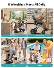 33lb Lightweight Electric Wheelchairs for Adults, 20 Mi & 360W Dual Motor, Black