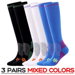 3Pair Neuropathy Compression socks Calf High Solid Support Stockings For Unisex