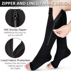 1/2/3 Pairs Compression Socks Open Toe 20-30mmHg With Zipper Leg Safe Protection
