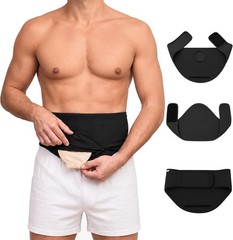 Ostomy Belt for Support Wrap with Zipper Black-Large-Inner Pocket Holder