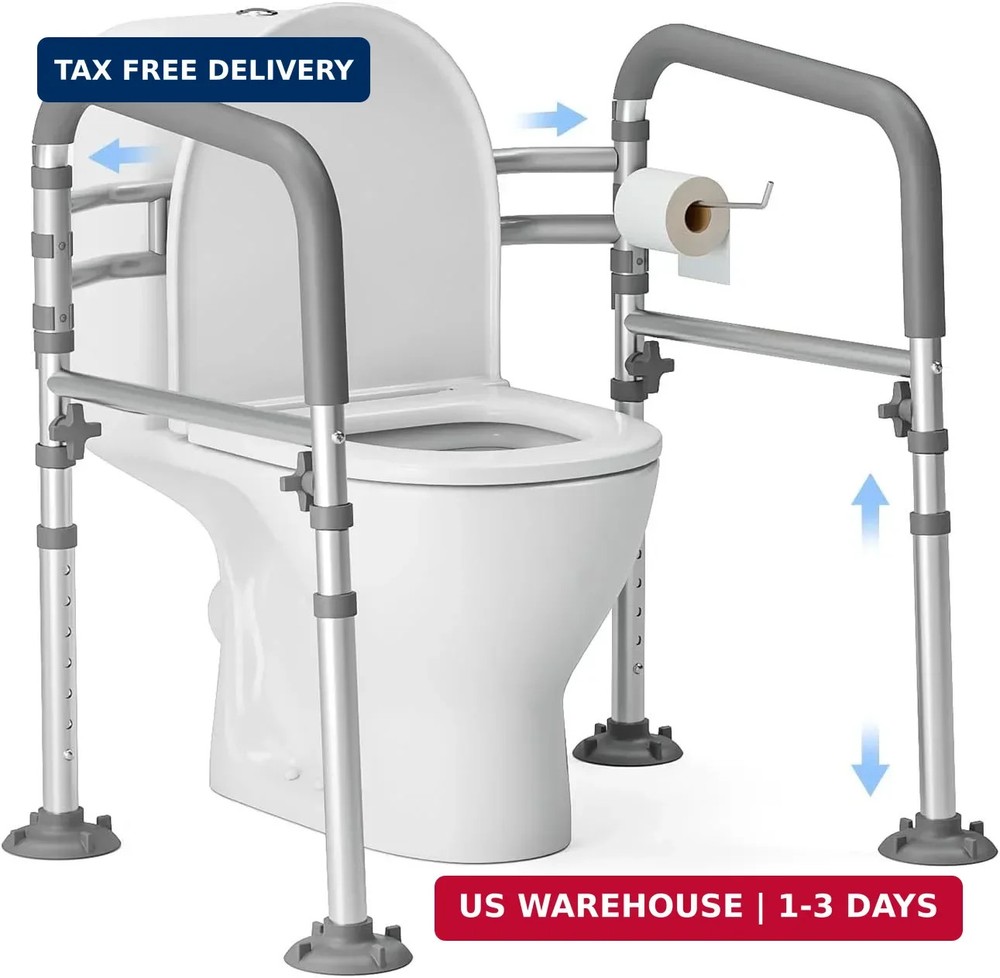 Loyoda Foldable Toilet Safety Rails for Seniors – Adjustable Toilet Safety Frame