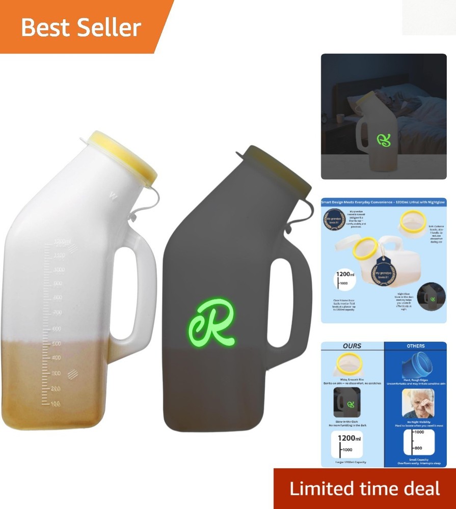 Spill-Proof 40oz Urinals for Men – Glow-in-the-Dark, Ideal for Travel & Camping