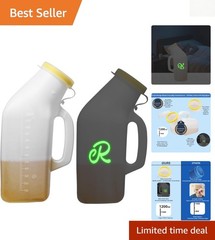 Spill-Proof 40oz Urinals for Men – Glow-in-the-Dark, Ideal for Travel & Camping
