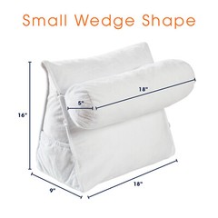 Wedge Shaped Backrest Pillow with Detachable Bolster for Watching TV and Reading