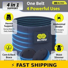 BLITZU Adjustable Hernia Belt with Compression Pads L-XL