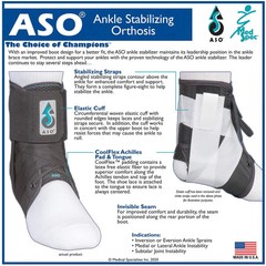 ASO Speed Lacer Black Ankle Brace Medium Lace Up for the Foot 223614