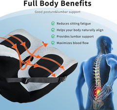 Ergonomic Back and Seat Cushions, Lumbar Support with Detachable Cover, for Back